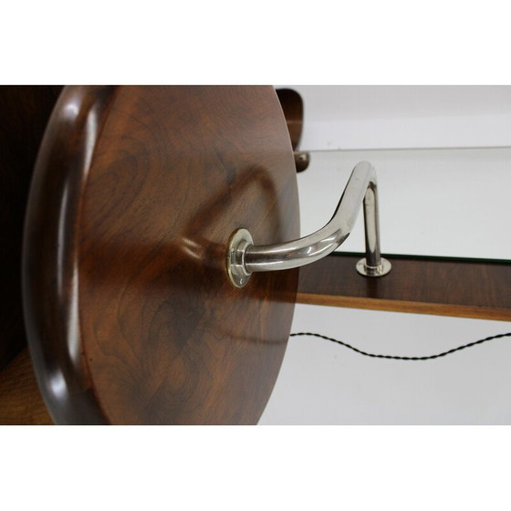 Image 1 of Vintage Art Deco walnut vanity unit with mirror, Czechoslovakia 1930