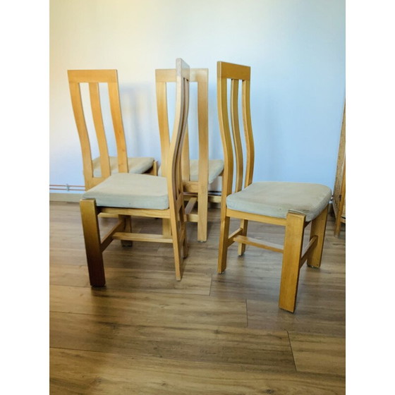 Image 1 of Set di 4 sedie vintage in olmo massello e alcantara per Regain, 1980