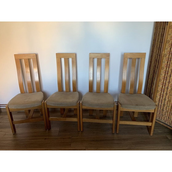 Image 1 of Set di 4 sedie vintage in olmo massello e alcantara per Regain, 1980