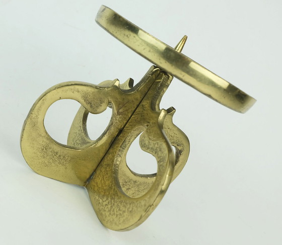 Image 1 of 1960s mid century brutalist brass CANDLEHOLDER