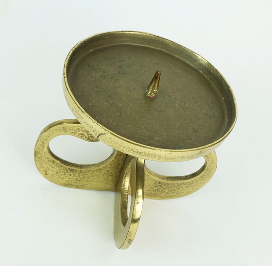 Image 1 of 1960s mid century brutalist brass CANDLEHOLDER