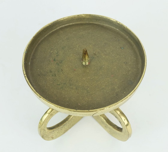 Image 1 of 1960s mid century brutalist brass CANDLEHOLDER