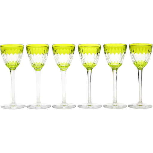 Set of 6 vintage "Armagnac" crystal wine glasses by Baccarat, 1970s