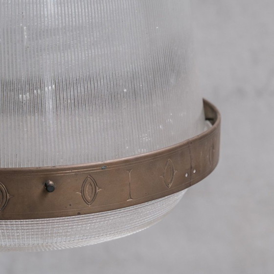 Image 1 of Lampada a sospensione vintage in vetro e ottone, Francia 1950