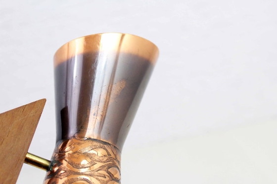 Image 1 of Vase vintage en cuivre et teck
