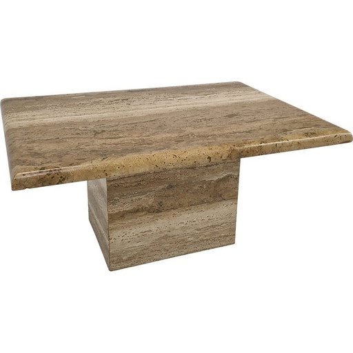 Italian vintage coffee table in travertine, 1980s