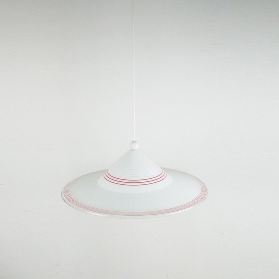 Image 1 of Pendant vintage Red stripe shape Space-age Italian 1970s