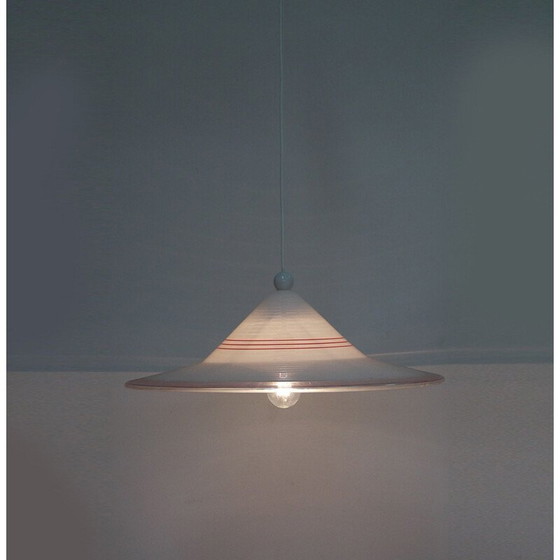 Image 1 of Pendant vintage Red stripe shape Space-age Italian 1970s