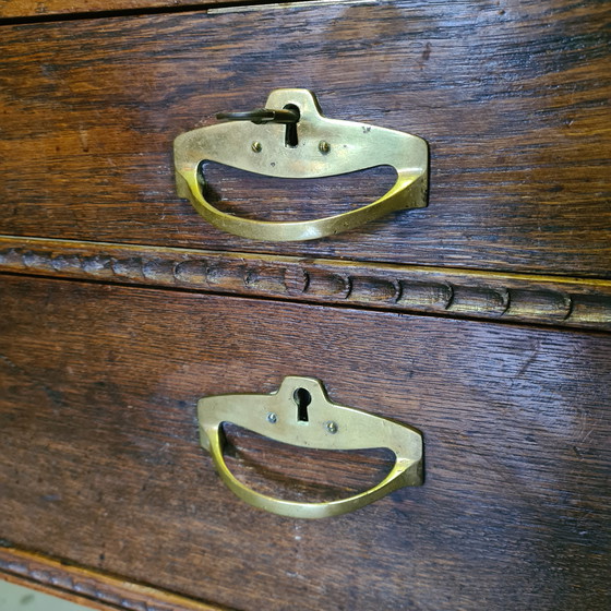 Image 1 of Dutch oak cutlery cabinet, late 19th century