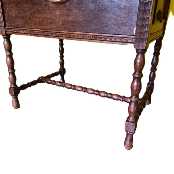 Image 1 of Dutch oak cutlery cabinet, late 19th century