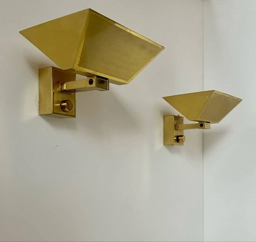 2X Brass Wall Lights - Italy 1970