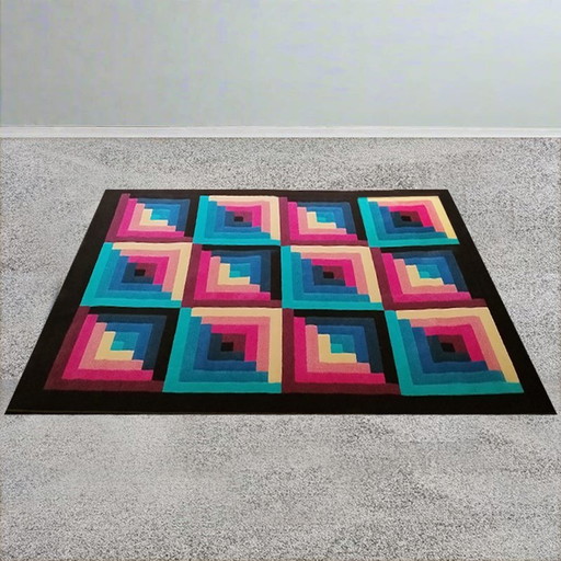 1980S Gorgeous Geometric Italian Woolen Rug By Missoni For T&J Vestor