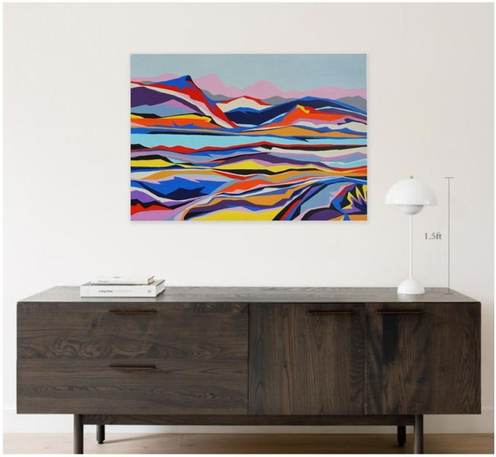 Image 1 of Pink Mountains 70X100Cm,  Original Artwork (One Of A Kind) Painting, Acrylic On Linen Canvas Dimensions Height 70Cm Width 100Cm 