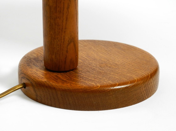 Image 1 of Original Mid Century Modern Temde Table Lamp Made Of Oak With Woven Sisal Shade