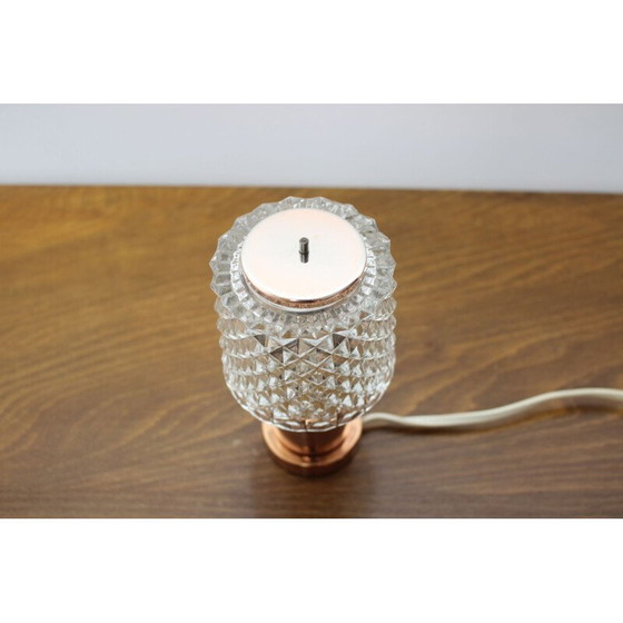 Image 1 of Vintage brass table lamp in glass, Czechoslovakia 1970