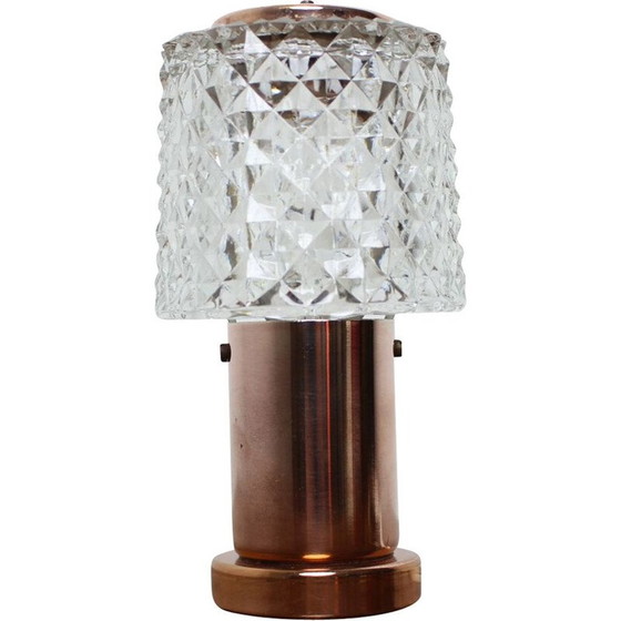 Image 1 of Vintage brass table lamp in glass, Czechoslovakia 1970