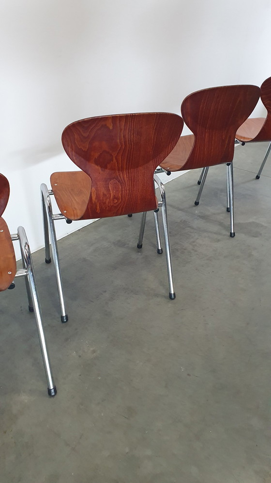 Image 1 of 4x Eromes pagholz industrial stackable design chair