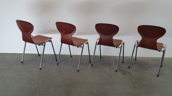 Image 1 of 4x Eromes pagholz industrial stackable design chair