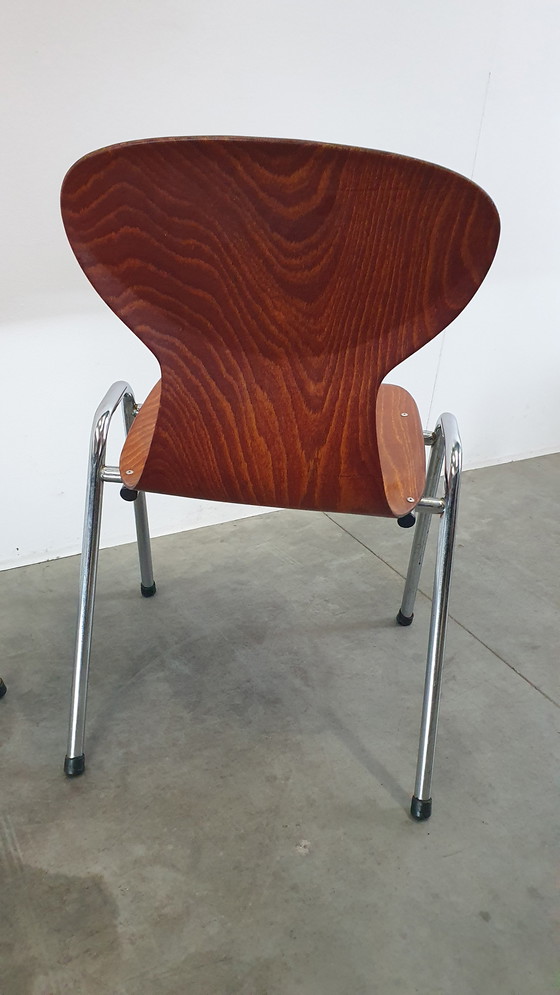 Image 1 of 4x Eromes pagholz industrial stackable design chair