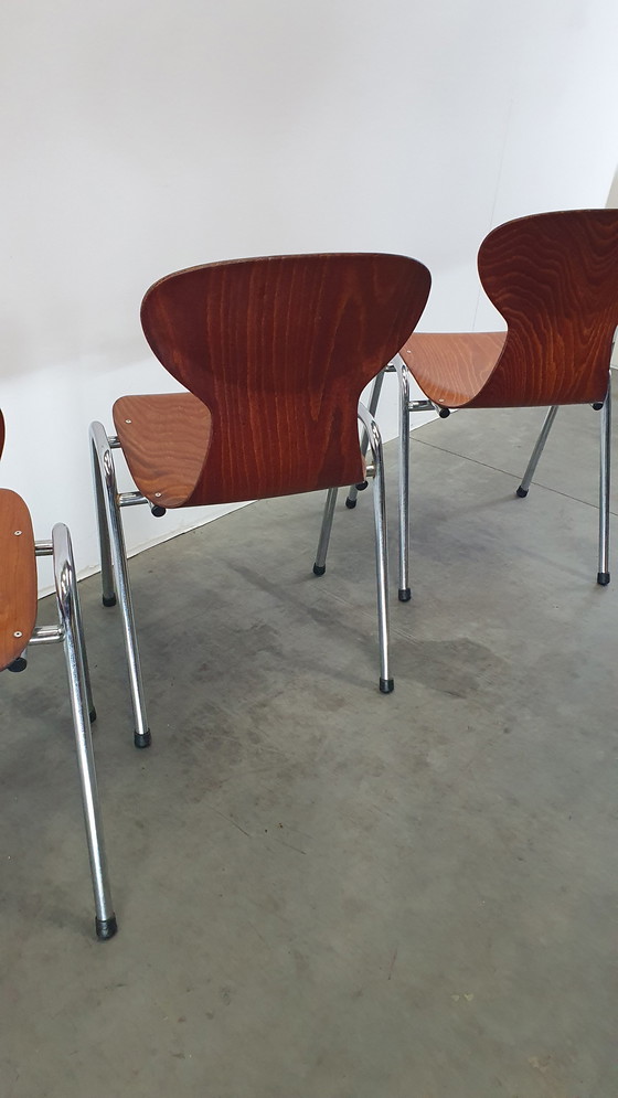 Image 1 of 4x Eromes pagholz industrial stackable design chair