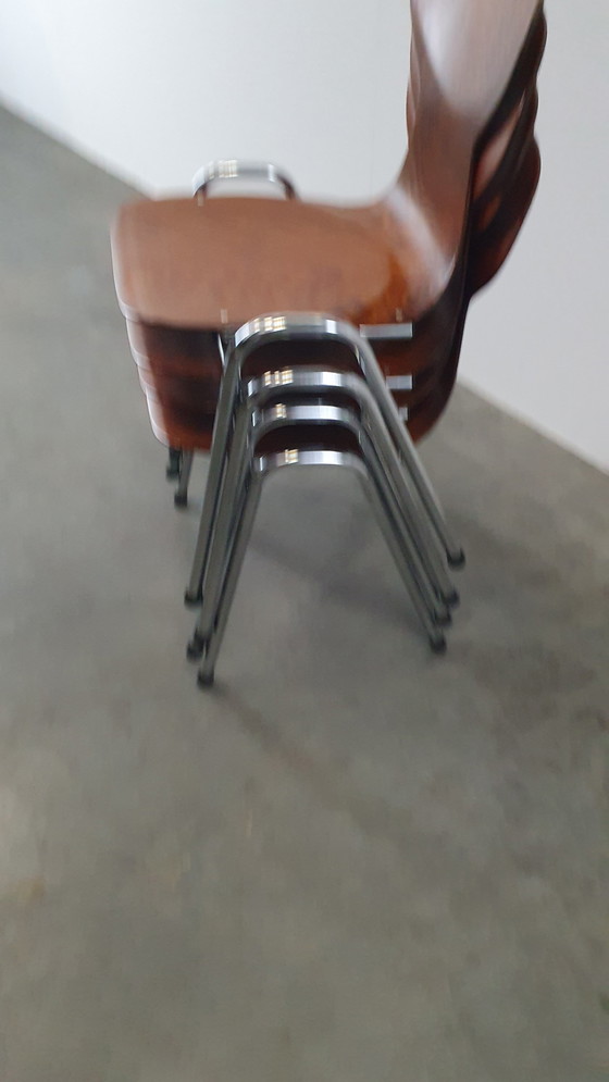 Image 1 of 4x Eromes pagholz industrial stackable design chair