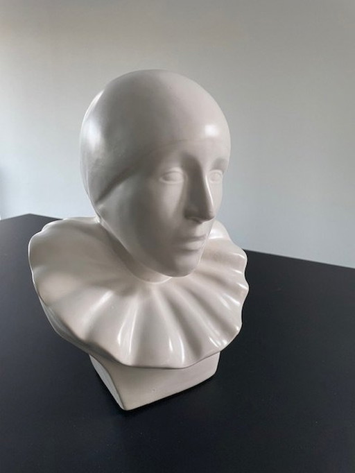 Vintage Bust Pierrot Matt Glazed Ceramic (Signature U.N. A&C)
