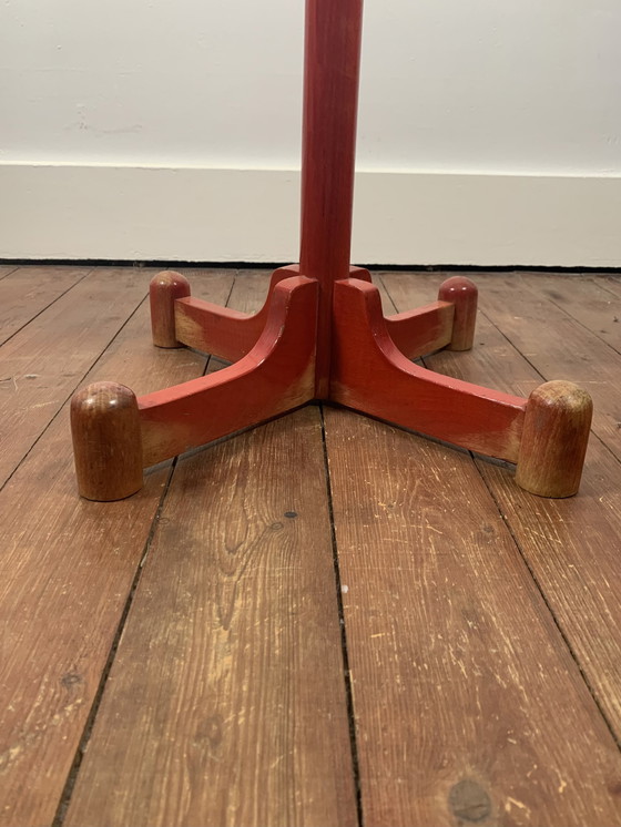 Image 1 of Postmodern Coat Rack In Red Lacquered Beech, Italy, 1980S