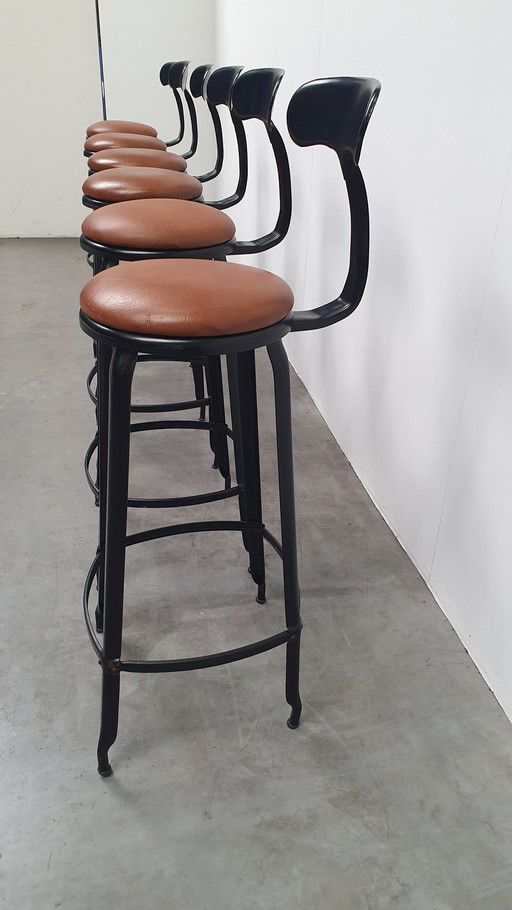 6X Chaise Nicolle French Industrial Metal Design Barstool