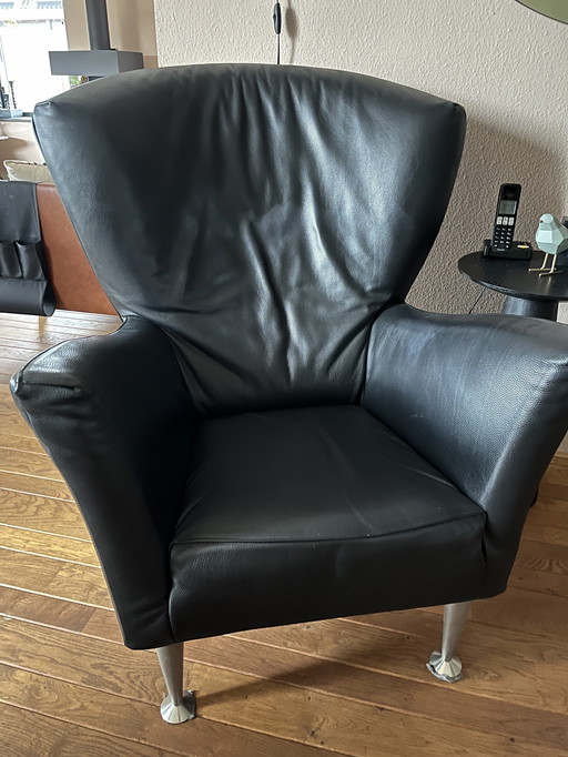 Castor Designer Chair Montis, Black Leather