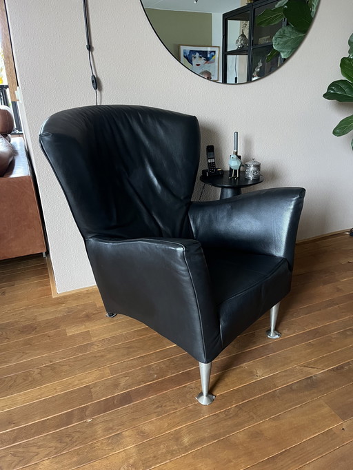 Castor Designer Chair Montis, Black Leather