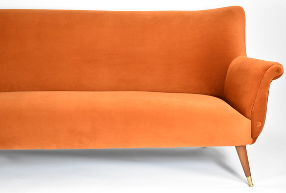 Image 1 of Three-seat Velvet Sofa, Germany 1960s, Rusty, Restored