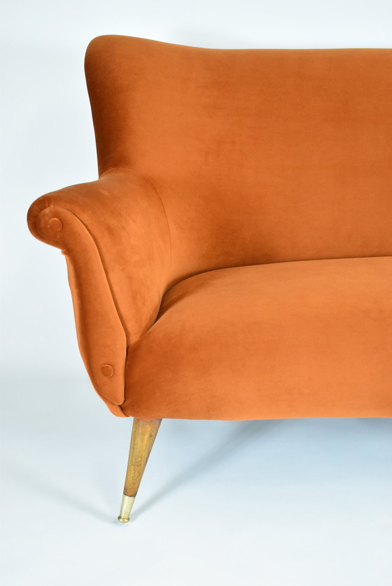 Image 1 of Three-seat Velvet Sofa, Germany 1960s, Rusty, Restored