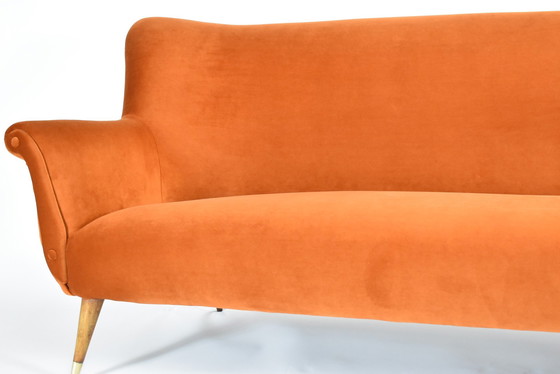 Image 1 of Three-seat Velvet Sofa, Germany 1960s, Rusty, Restored
