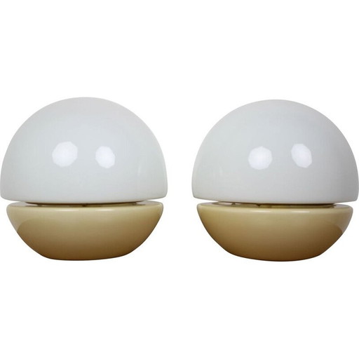 Coppia di lampade da tavolo vintage interamente in vetro, Cecoslovacchia 1970