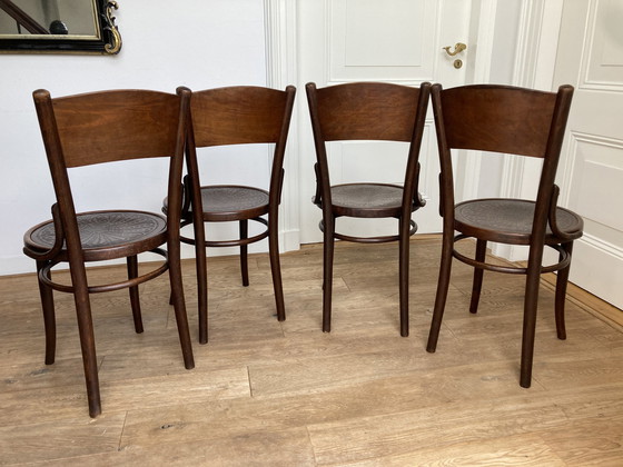 Image 1 of 4X Thonet No. 124 Bentwood Art Nouveau Chairs By J. Kohn