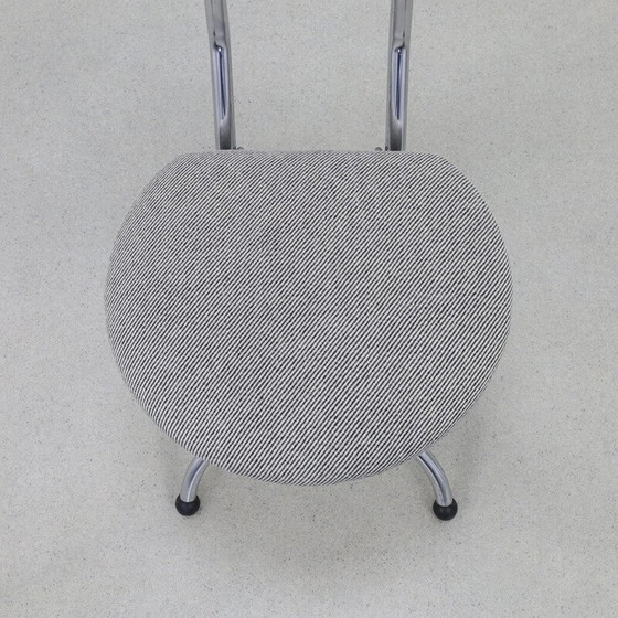 Image 1 of Set of 4 vintage folding chairs in chrome steel and wool, 1980