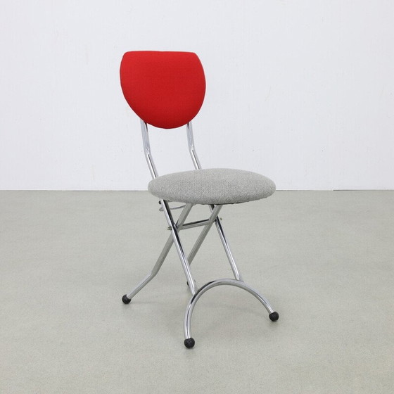 Image 1 of Set of 4 vintage folding chairs in chrome steel and wool, 1980