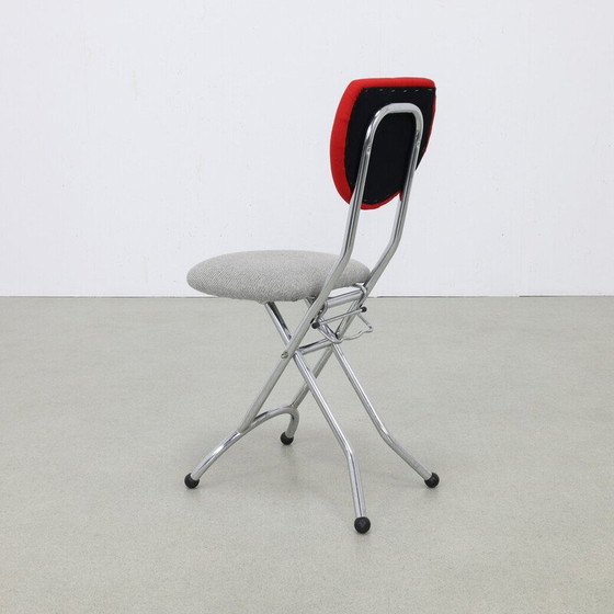 Image 1 of Set of 4 vintage folding chairs in chrome steel and wool, 1980
