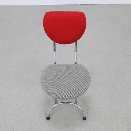 Image 1 of Set of 4 vintage folding chairs in chrome steel and wool, 1980