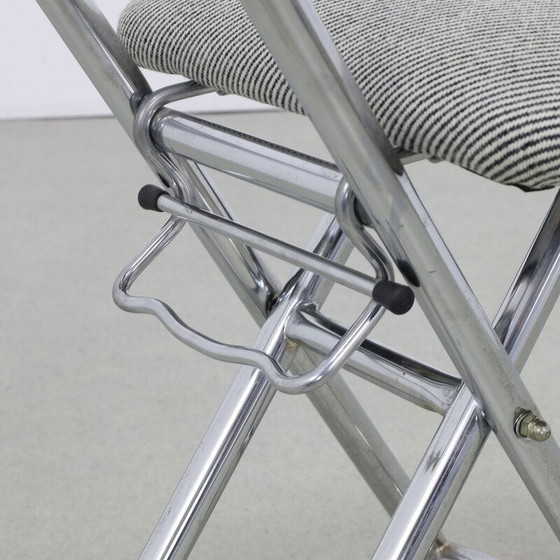 Image 1 of Set of 4 vintage folding chairs in chrome steel and wool, 1980