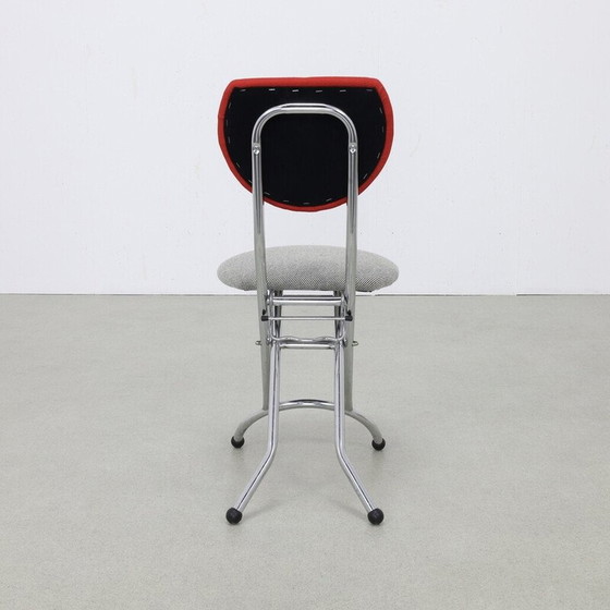 Image 1 of Set of 4 vintage folding chairs in chrome steel and wool, 1980