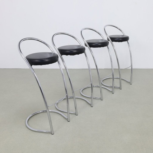 4X Barstool Chrome, 1980S Italy