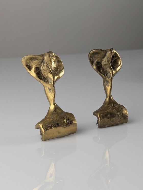 Image 1 of 2X Bronze Brutalist Hooks By David Marshall, 1970S