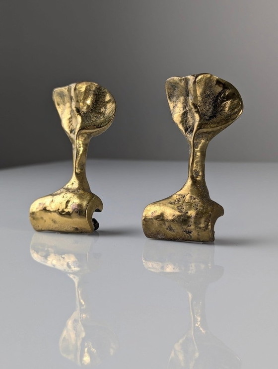 Image 1 of 2X Bronze Brutalist Hooks By David Marshall, 1970S