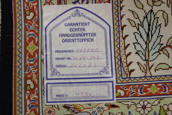 Image 1 of Tappeto Hereke originale in pura seta 102 x 72 cm, condizioni eccellenti 