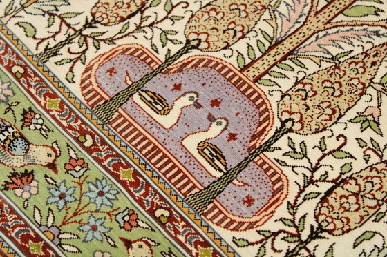 Image 1 of Tappeto Hereke originale in pura seta 102 x 72 cm, condizioni eccellenti 