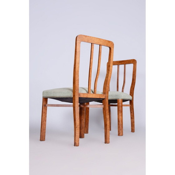 Image 1 of Set of 3 vintage Art Deco armchairs in beech veneer, Czechoslovakia 1930