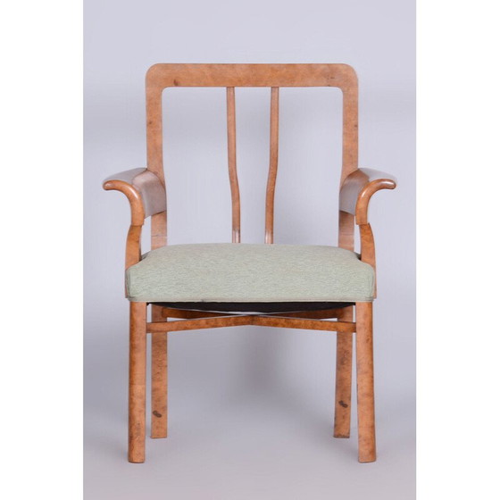 Image 1 of Set of 3 vintage Art Deco armchairs in beech veneer, Czechoslovakia 1930