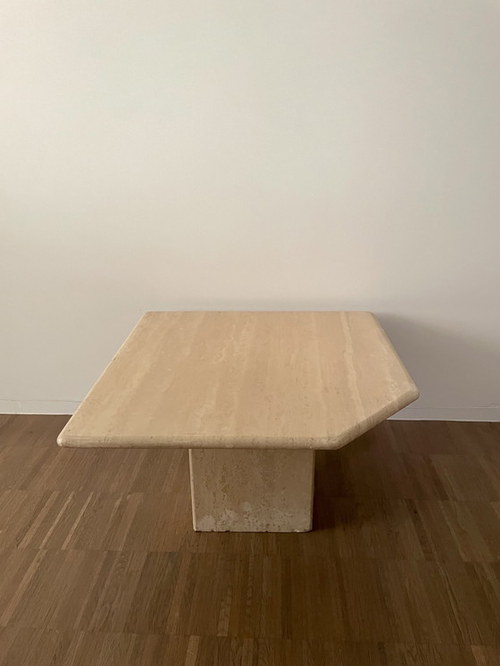 Image 1 of Travertine side table