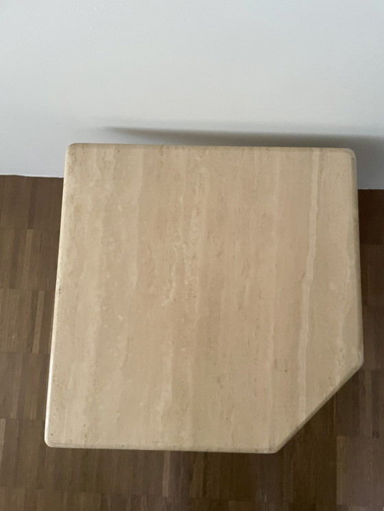 Image 1 of Travertine side table